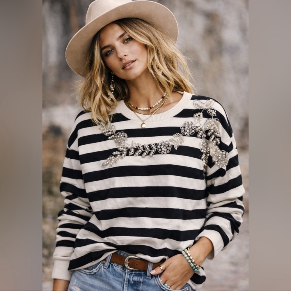 Striped Blue and White Women's sweater
